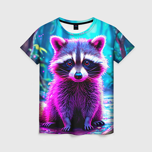 Женская футболка Енотик в сказочном лесу / 3D-принт – фото 1