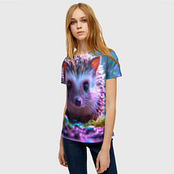 Футболка женская Ёжики в сказаочном лесу, цвет: 3D-принт — фото 2