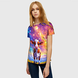 Футболка женская Коровка и звездное небо, цвет: 3D-принт — фото 2