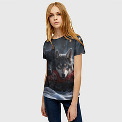 Футболка женская Love wolfs, цвет: 3D-принт — фото 2