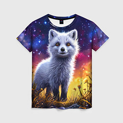 Женская футболка Песец в звездную ночь