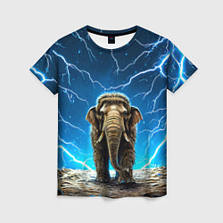 Женская футболка Мамонт и разряды молний