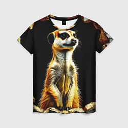 Женская футболка Сурикат на черном