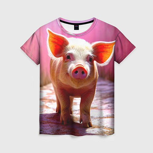Женская футболка Поросенок в розовом / 3D-принт – фото 1