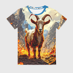 Женская футболка Козел в огне