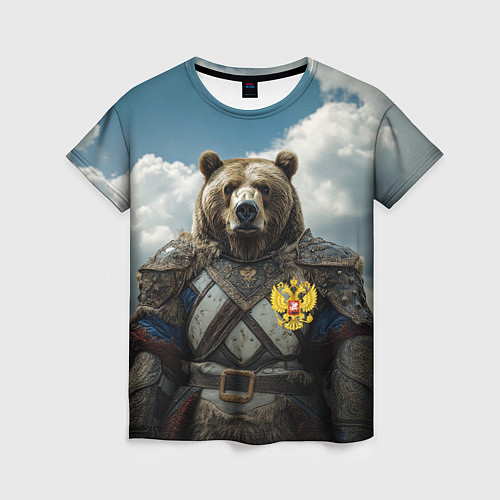 Женская футболка Русский медведь воин / 3D-принт – фото 1