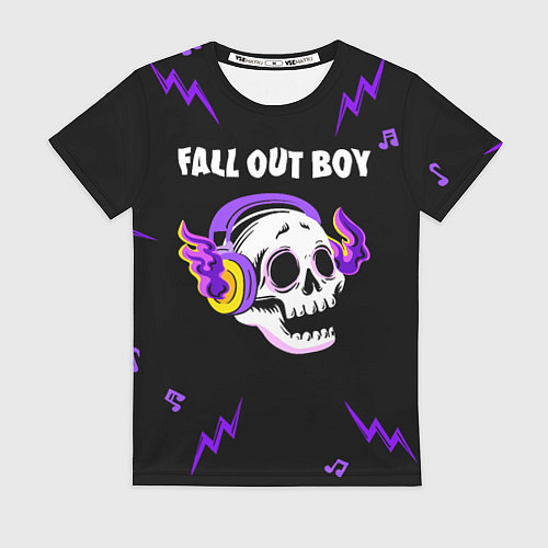 Женская футболка Fall Out Boy неоновый череп / 3D-принт – фото 1