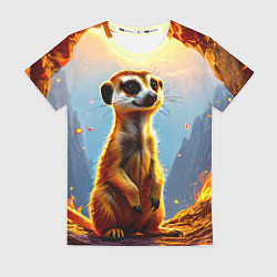 Женская футболка Сурикат в огне
