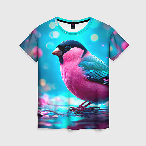 Женская футболка Розовый снегирь / 3D-принт – фото 1