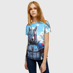Футболка женская Волк русский, цвет: 3D-принт — фото 2