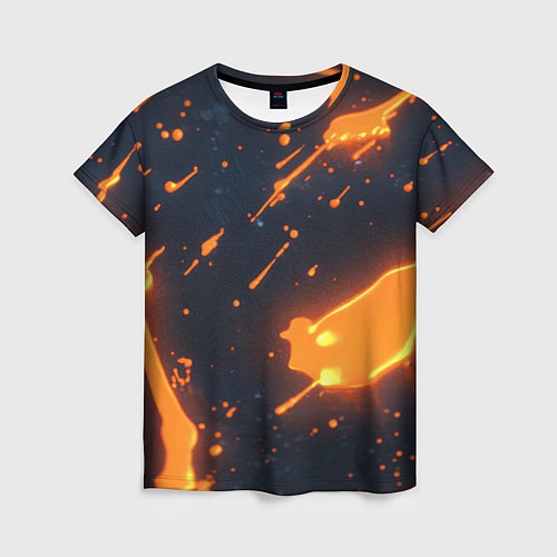 Женская футболка Оранжевая краска в движении / 3D-принт – фото 1