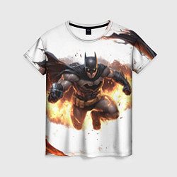 Женская футболка Бэтмен летит от взрыва