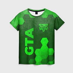 Женская футболка GTA - green gradient вертикально