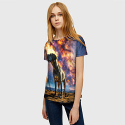 Футболка женская Немецкий дог и космическое небо, цвет: 3D-принт — фото 2