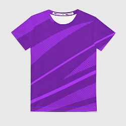 Женская футболка Фиолетовый однотонный абстракция с полосой