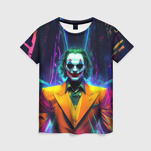 Женская футболка Джокер и неоновый свет / 3D-принт – фото 1