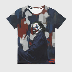 Футболка женская Джокер на фоне мазков краски, цвет: 3D-принт