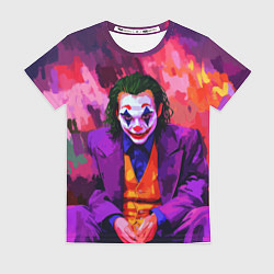 Женская футболка Джокер рисунок красками