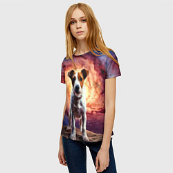 Футболка женская Фокстерьер в космосе, цвет: 3D-принт — фото 2