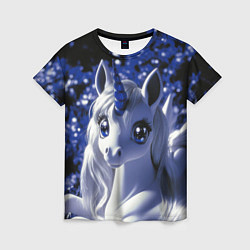 Женская футболка Единорог - синий рог