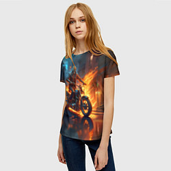 Футболка женская Скелет байкер, цвет: 3D-принт — фото 2