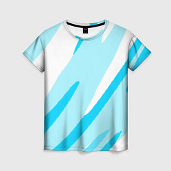 Женская футболка Белый с голубым абстракция