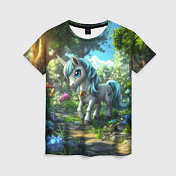 Футболка женская Единорожка в дневном лесу, цвет: 3D-принт