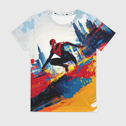 Женская футболка Человек - паук и пролитая краска