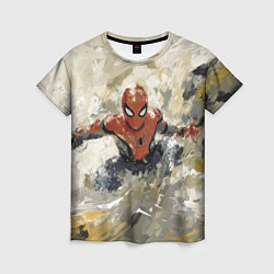Женская футболка Человек - паук маслом