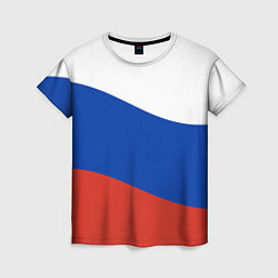 Женская футболка Флаг России волной