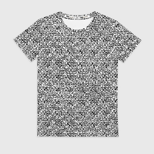 Женская футболка Чёрно-белый текстурный / 3D-принт – фото 1