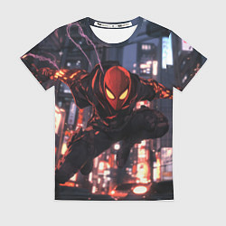 Женская футболка Человек паук в черном