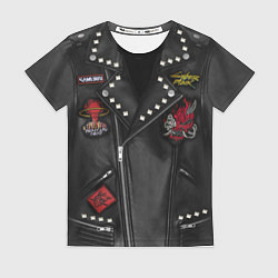 Женская футболка Косуха с нашивкой самурая киберпанк