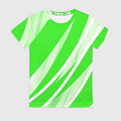 Женская футболка Яблочный зелёный абстракция с полосами