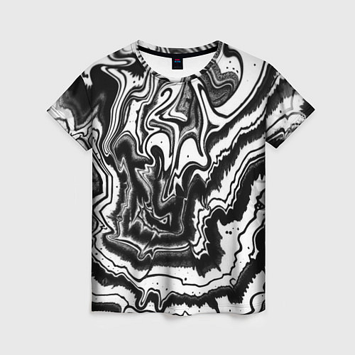 Женская футболка Закрученные волны - чб абстракция / 3D-принт – фото 1