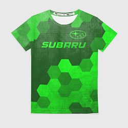 Женская футболка Subaru - green gradient посередине
