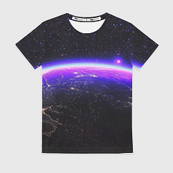 Женская футболка Планета и неоновое свечение