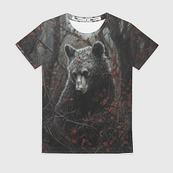 Женская футболка Бурый мишка в дремучем лесу