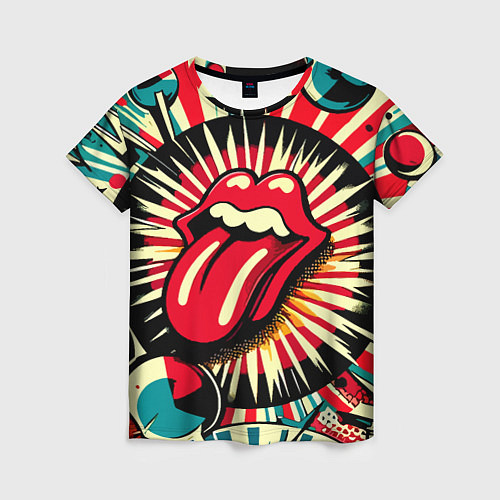 Женская футболка Logo of the Rolling Stones - pop art / 3D-принт – фото 1