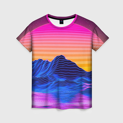 Женская футболка Неоновый закат / 3D-принт – фото 1