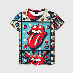Женская футболка Rolling Stones logo - pop art