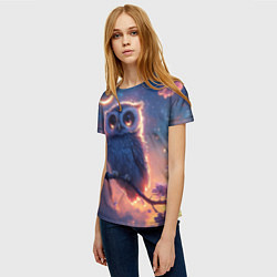 Футболка женская Совушка и полумесяц, цвет: 3D-принт — фото 2