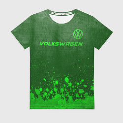 Женская футболка Volkswagen - green gradient посередине