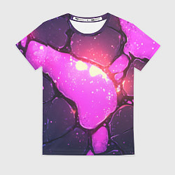 Женская футболка Розовая текстура разлом плит