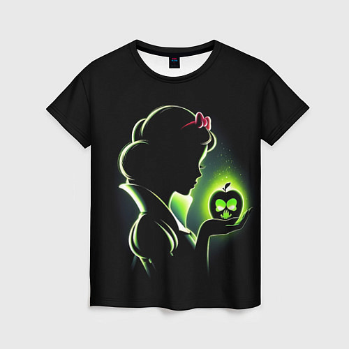 Женская футболка Белоснежка и яблоко - силуэт крупно / 3D-принт – фото 1