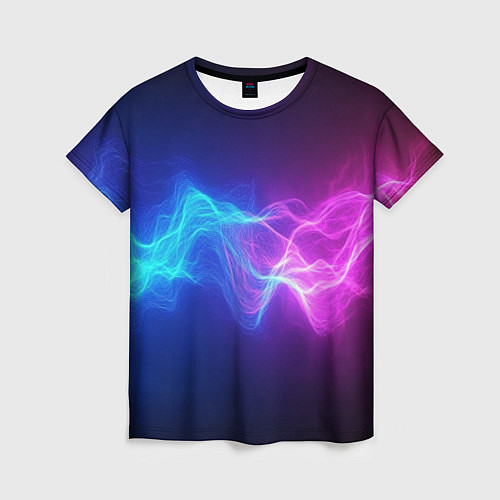 Женская футболка Звуковая волна неоновый узор / 3D-принт – фото 1