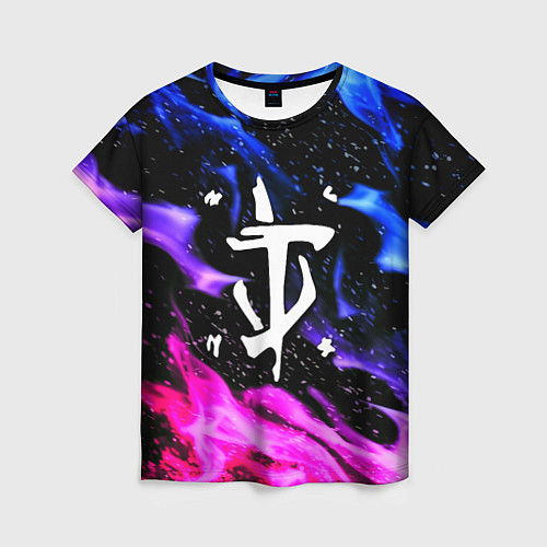 Женская футболка Doom flame neon / 3D-принт – фото 1