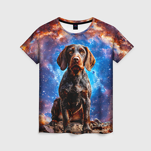 Женская футболка Дратхаар в космосе / 3D-принт – фото 1