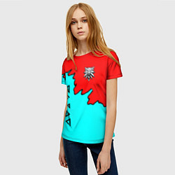 Футболка женская Ведьмак краски логотип, цвет: 3D-принт — фото 2