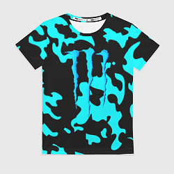 Футболка женская Monster energy камуфляж голубой, цвет: 3D-принт